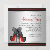 ブラックレッドハイヒールシューズバースデーパーティー 招待状 (裏面)