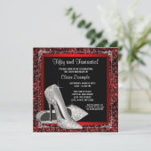 ブラックレッドハイヒール女性誕生日 招待状 (スタンド正面)