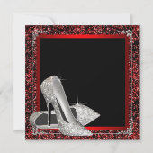 ブラックレッドハイヒール 女性の誕生日 招待状 (裏面)