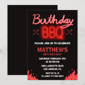 ブラックレッドバックヤードbbq 88歳の誕生日 招待状 (正面/裏面)