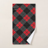 ブラックレッドバッファロープレイドチェックバスタオオルセット バスタオルセット (ハンドタオル)