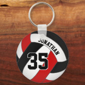 ブラックレッドバレーボール選手カスタムのジャージー番号 キーホルダー (正面)