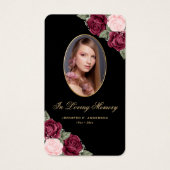 ブラックレッドピンク金ゴールドフローラ葬儀祈りの言葉カード (正面)