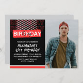 ブラックレッドフォトメンズ41歳の招待状 招待状 (正面/裏面)