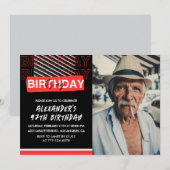 ブラックレッドフォトメンズ97歳の誕生日招待状 招待状 (正面/裏面)