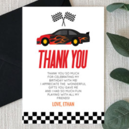 ブラックレッドフラムレーサークルカーバースデーパーティー サンキューカード