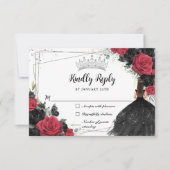 ブラックレッドフローラシルバープリンセスガウンキンセアニラ 出欠カード (正面)