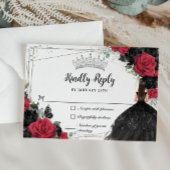 ブラックレッドフローラシルバープリンセスガウンキンセアニラ 出欠カード