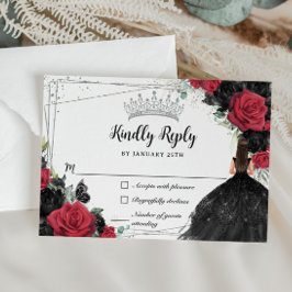 ブラックレッドフローラシルバープリンセスガウンキンセアニラ 出欠カード