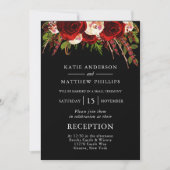 ブラックレッドフローラボホウェディングレセプション 招待状 (正面)