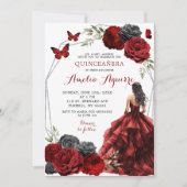 ブラックレッドブルゴーニュフローラプリンセスキンセアニラ 招待状 (正面)