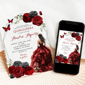 ブラックレッドブルゴーニュフローラプリンセスキンセアニラ 招待状