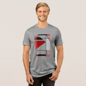 ブラックレッドブルゴーニュMCMルックジオメトリック小デザイン トライブレンドTシャツ (正面全面)