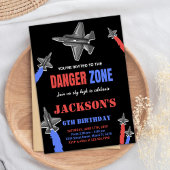 ブラックレッドブルーグレーファイタージェット誕生日 招待状