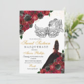 ブラックレッドプリンセスティアラマスカレードスウィート16 招待状 (スタンド正面)