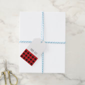 ブラックレッドプレイドバッファロー市松模様にパターンモダン ギフトタグ (より糸付き)