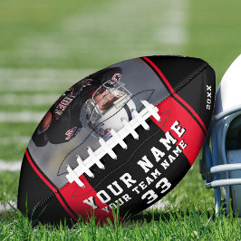 ブラックレッドプレイヤー名番号チームフォト アメリカンフットボール