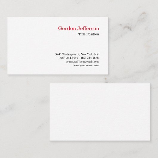 ブラックレッドホワイトプロフェッショナルシンプル名刺 名刺 (正面/裏面)