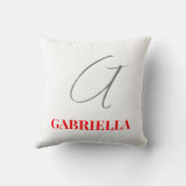 ブラックレッドホワイトユーザー名イニシャルモノグラム クッション (裏面)