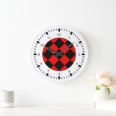 ブラックレッドホワイトレーステーマウォールクロック ラージ壁時計 (ホーム)