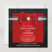 ブラックレッドボウダイヤモンドきらめくラグジュアリーエレガント 招待状 (正面)