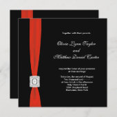 ブラックレッドボウレッドブラック結婚ズ 招待状 (正面/裏面)