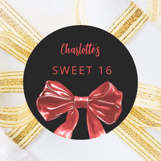 ブラックレッドボウ甘い16 ラウンドシール