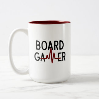 ブラックレッドボードゲーム愛好家ハートビート ツートーンマグカップ