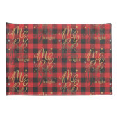 ブラックレッドメリーバッファローとブライト素朴プレイド 枕カバー (裏面-右)