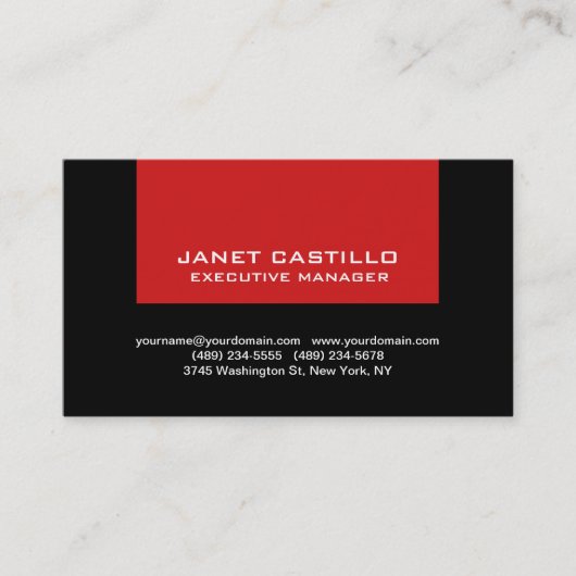 ブラックレッドモダンプロフェッショナルパーソナルシンプル 名刺 (正面)