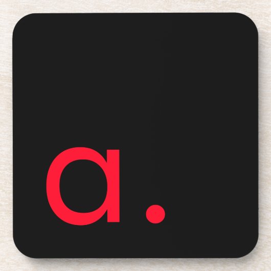 ブラックレッドモノグラムイニシャルレタープラモダンイン コースター (正面)