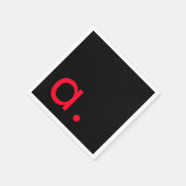 ブラックレッドモノグラムイニシャルレタープラモダンイン スタンダードカクテルナプキン (角)