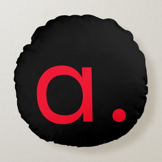 ブラックレッドモノグラムイニシャルレタープラモダンイン ラウンドクッション (正面)