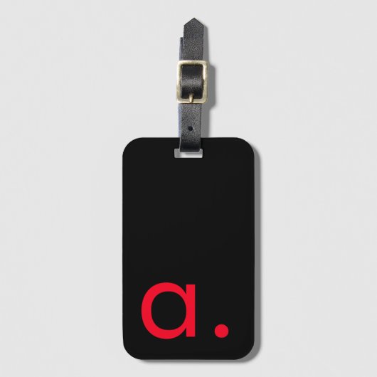 ブラックレッドモノグラムイニシャルレタープラモダンイン ラゲッジタグ (正面縦)