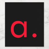 ブラックレッドモノグラムイニシャルレタープラモダンイン ワインラベル (シングルラベル)