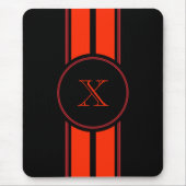 ブラックレッドレーシングストライプズモノグラム マウスパッド (正面)