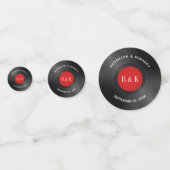 ブラックレッドロックアンドロールモノグラム名ビニールレコード コンフェッティ (裏面)