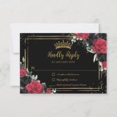 ブラックレッドローズ フラワーロゴ クインセアニエラ スウィート16 出欠カード (正面)