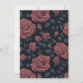 ブラックレッドローゼスフローラブライダルシャワー招待 招待状 (裏面)
