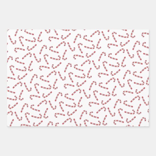 ブラックレッド伝統的キャンディーケーンヴィンテージクリスマス ラッピングペーパーシート (正面2)