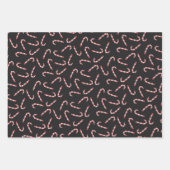 ブラックレッド伝統的キャンディーケーンヴィンテージクリスマス ラッピングペーパーシート (正面)