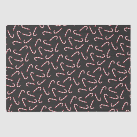 ブラックレッド伝統的キャンディーケーンヴィンテージクリスマス 薄葉紙 (正面)