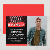 ブラックレッド写真第38期招待状メンズ 招待状 (正面/裏面)