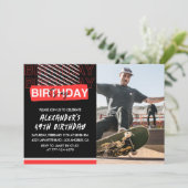 ブラックレッド写真49th誕生日招待状メンズ 招待状 (スタンド正面)