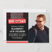 ブラックレッド写真68th誕生日招待状メンズ 招待状 (正面)