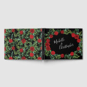 ブラックレッド結婚ゴシックバラ ゲストブック (全面)