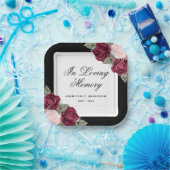 ブラックレッド赤面ピンクフローラメモリアル葬儀 ペーパープレート (パーティー)