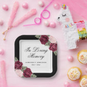 ブラックレッド赤面ピンクフローラメモリアル葬儀 ペーパープレート (パーティー)