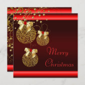 ブラックレッド金ゴールドクリスマスパーティー 招待状 (正面/裏面)