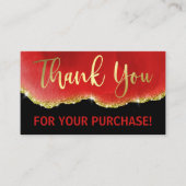 ブラックレッド金ゴールドグリッターフォイルエーゲートありがとう 名刺 (正面)